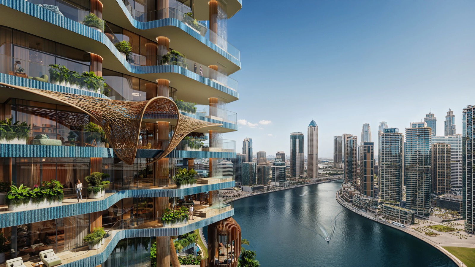 Rendering von Eywa Way of Water am Dubai Canal in Business Bay